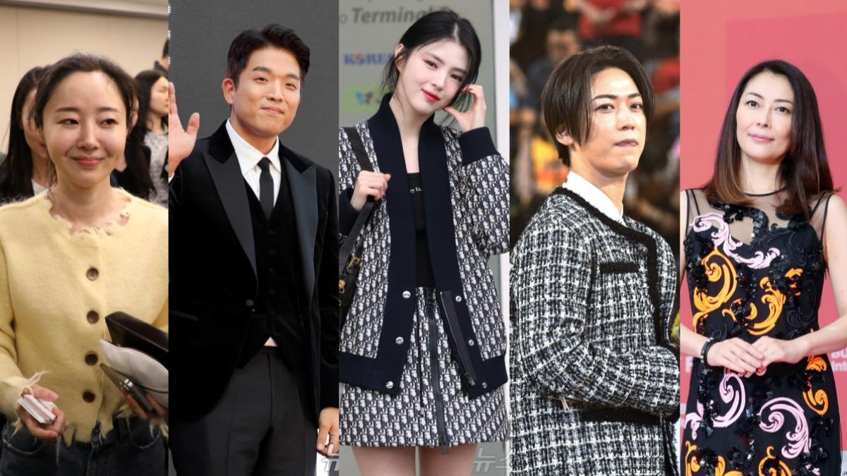 左起閔熙珍、安成宰、韓韶禧、龜梨和也、中山美穗都是去年度的話題人物。（圖／news1提供、TVBS）