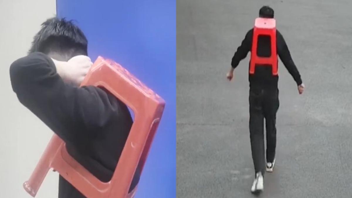 陸男說，「我不相信，於是試了一下，結果卡住了」。（圖／翻攝自微博《1818黃金眼》）