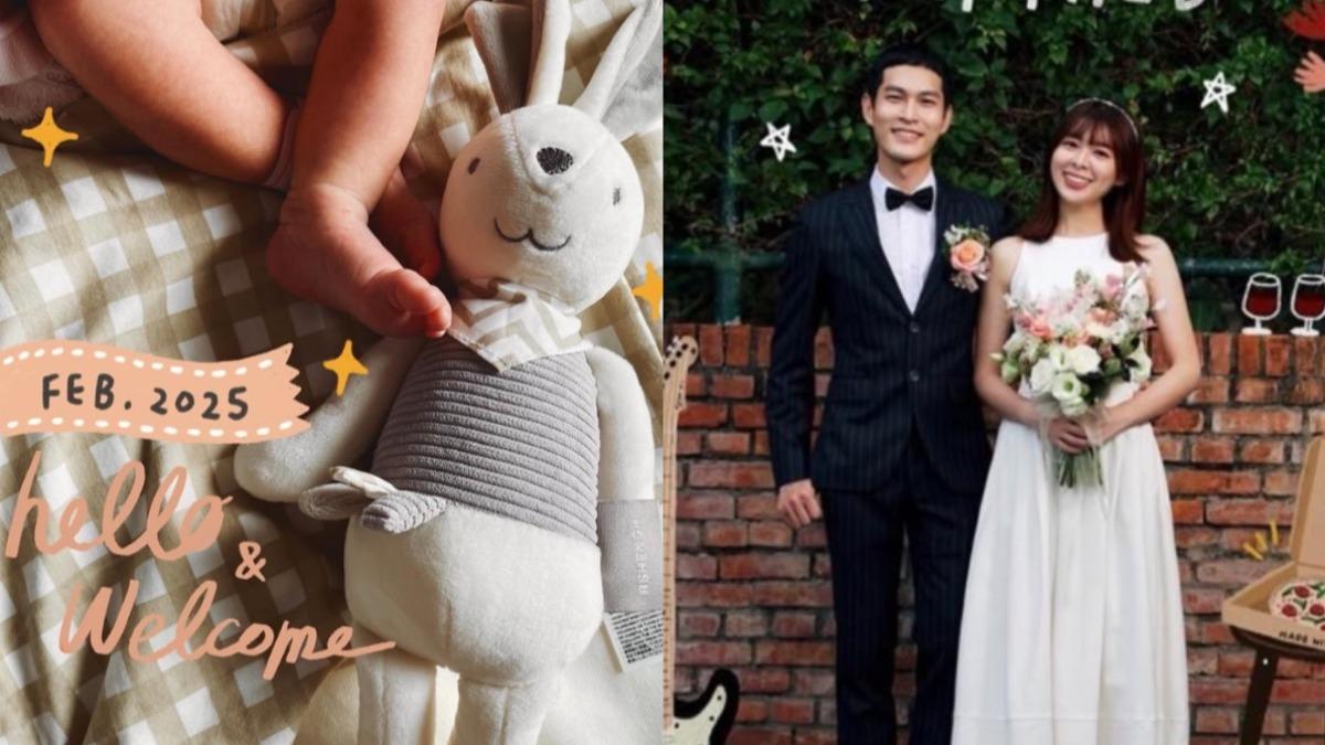 宇宙人阿奎（右圖左）和老婆33結婚4年多，昨開心宣布女兒誕生。（圖／翻攝自阿奎IG）