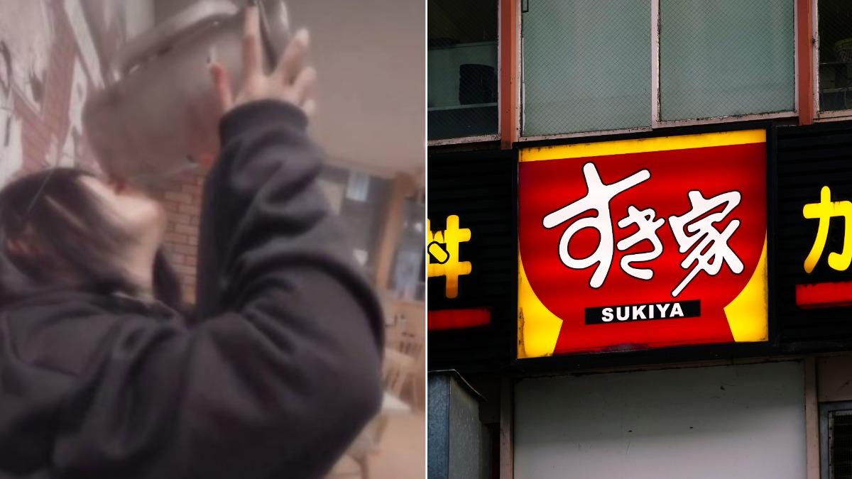 有名日本女子到Sukiya分店用餐時，直接拿起桌上公用的水壺、豪邁地「嘴對嘴」狂飲。（圖／翻攝自X@chuzaiina、示意圖／達志影像shutterstock）