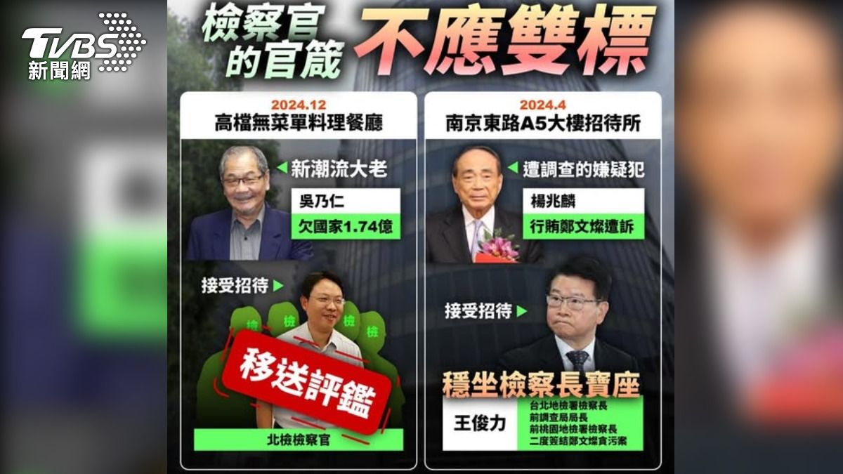 北檢檢察長王俊力被質疑與調查局偵辦的案件當事人餐敘。（圖／黃國昌臉書）