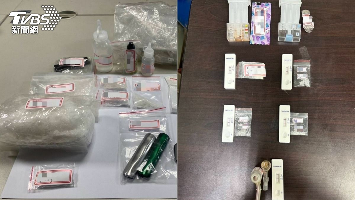 警方旅社內查獲大量毒品。（圖／TVBS）