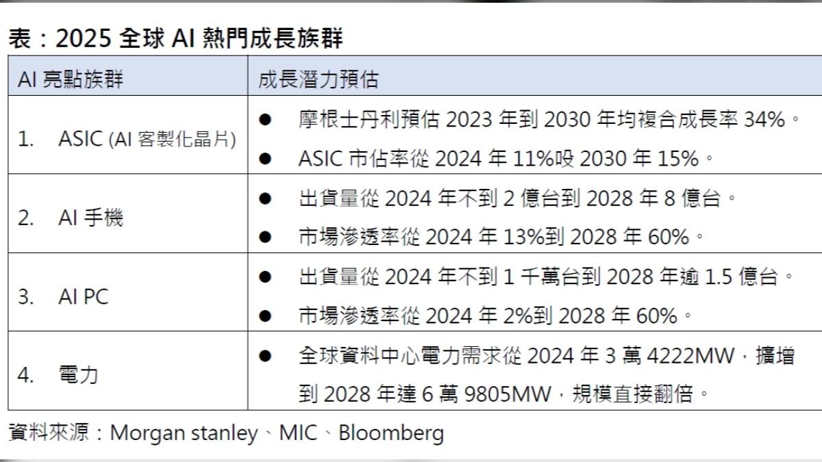 2025年全球AI熱門成長族群。（圖／新光投信提供）