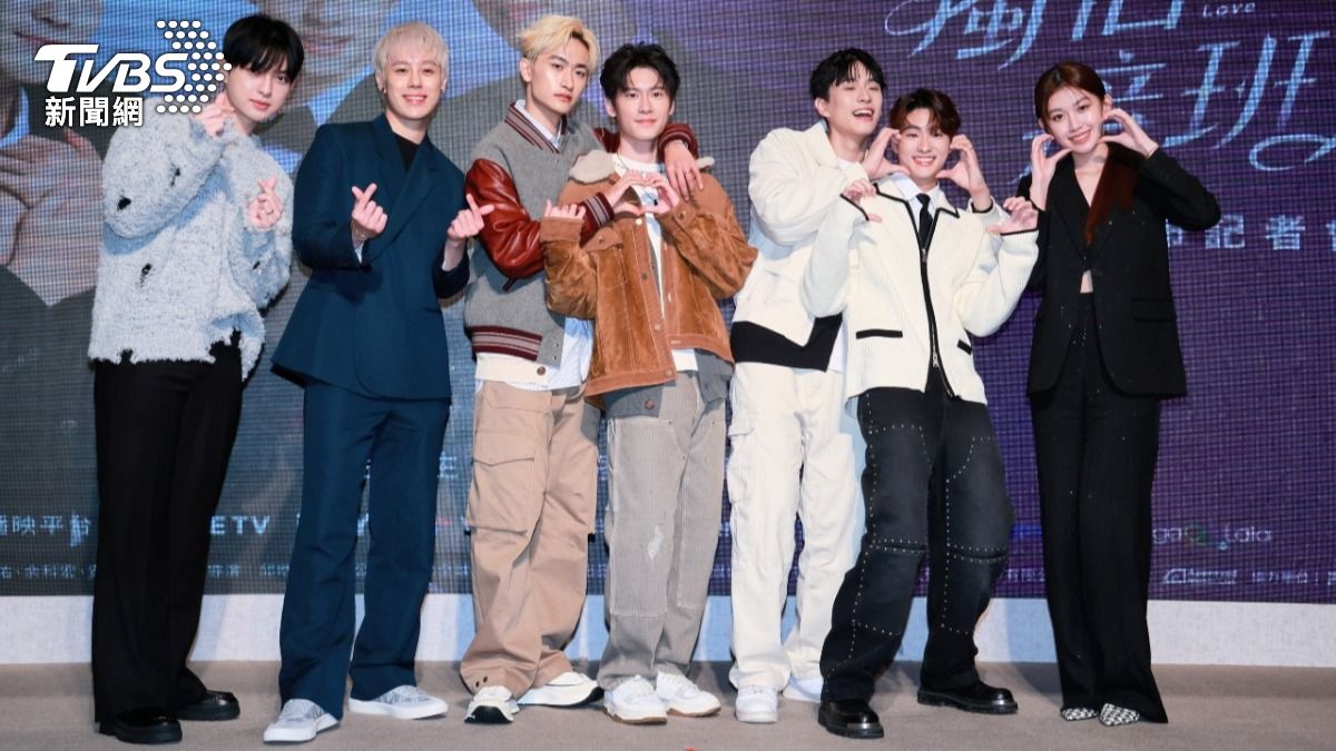 BL劇《獨佔接班人》記者會，鄭吏佑（左起）、孫麥傑、毛祁生、張家陞、徐瑋澤、朴靖恆、紀欣伶出席。（圖／趙世平攝）