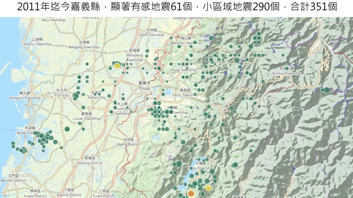 郭鎧紋指出，嘉義地震去年相較於前年呈現4倍之多。（圖／郭鎧紋提供）