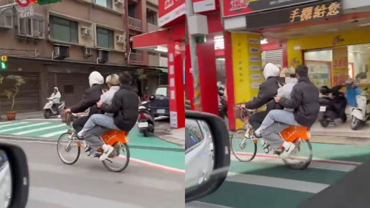 有民眾三貼騎YouBike被網友PO上網。（圖／翻攝自臉書）