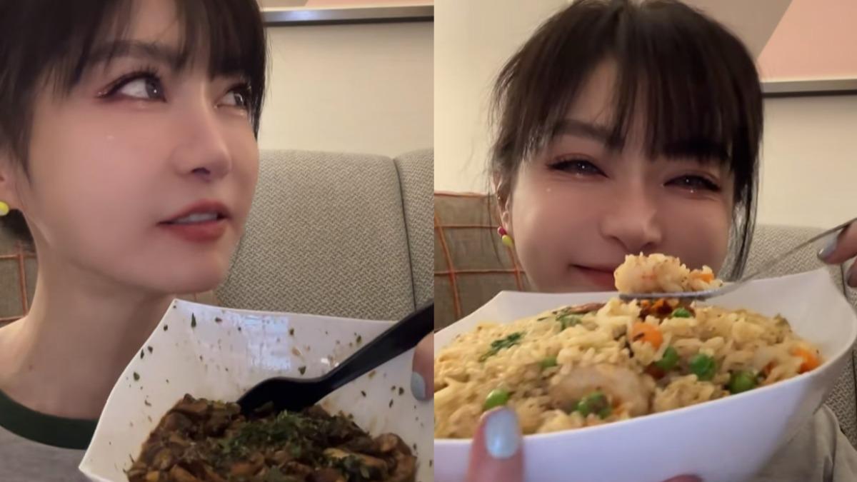謝金燕在深夜大嗑炒飯等餐點。（圖／翻攝自謝金燕小紅書）