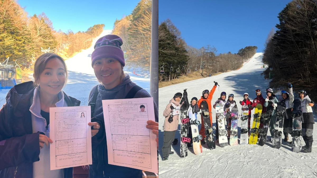 王仁甫和季芹一起考到日本SIA國際認證的滑雪指導員證照，開心的拿著證照合影。（圖／翻攝自王仁甫和季芹臉書）