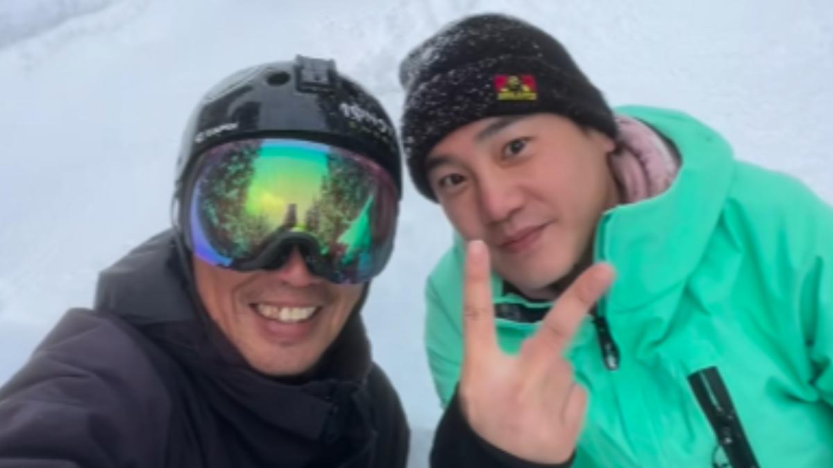 藝人綠茶在一月中去滑雪。（圖／翻攝自臉書綠茶 林埈永）