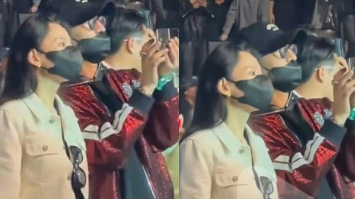 汪峰與女友約會看演唱會畫面曝光。（圖／翻攝自微博）