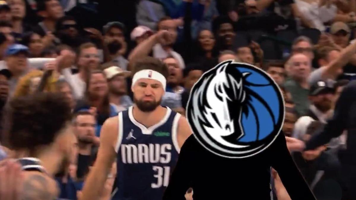 片中唐西其完全被用黑影蓋住、頭部甚至是用獨行俠隊徽遮擋。（圖／翻攝自X@MavsFilmRoom）