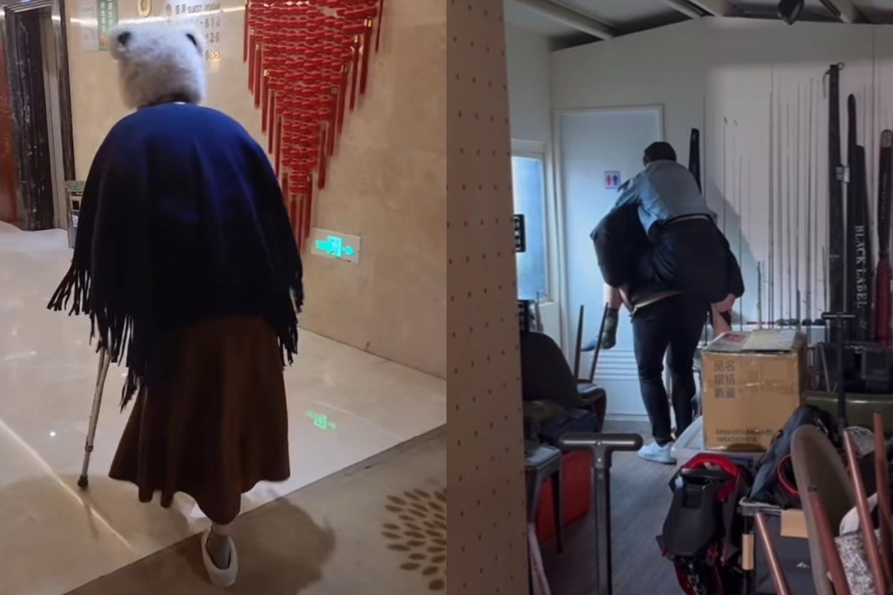 劉品言因受傷需要人揹到廁所。（圖／翻攝自劉品言IG）