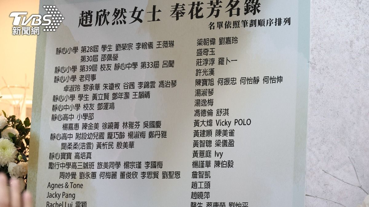 奉花名單。（圖／張哲鳴攝影）