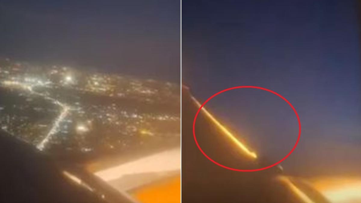 羅馬尼亞廉航HiSky有架空中巴士近日起飛後不久，就發生「機翼噴火」的恐怖事件。（圖／翻攝自TikTok@dailymail）