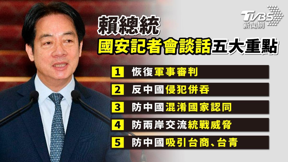 總統賴清德今（13）就「凝聚反併吞共識，因應中國統戰滲透」召開國安高層會議。（圖／TVBS）