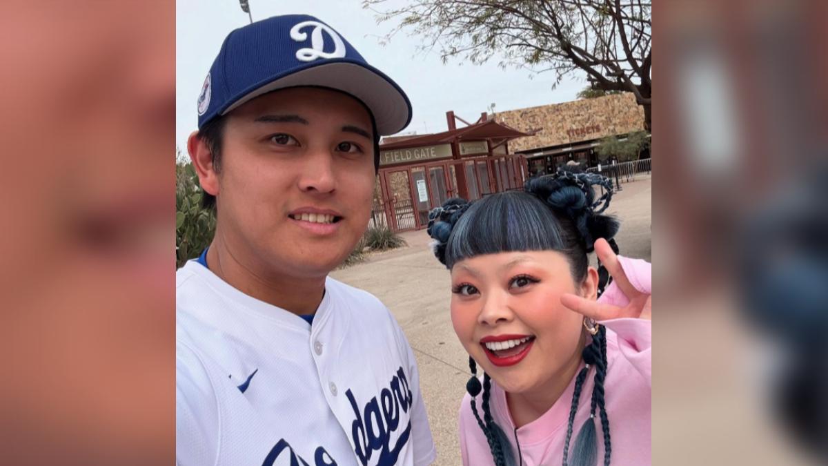 「大谷似翔平」的井手口佳暉與渡邊直美合照。（圖／翻攝自IG @yoshiki_ideguchi）