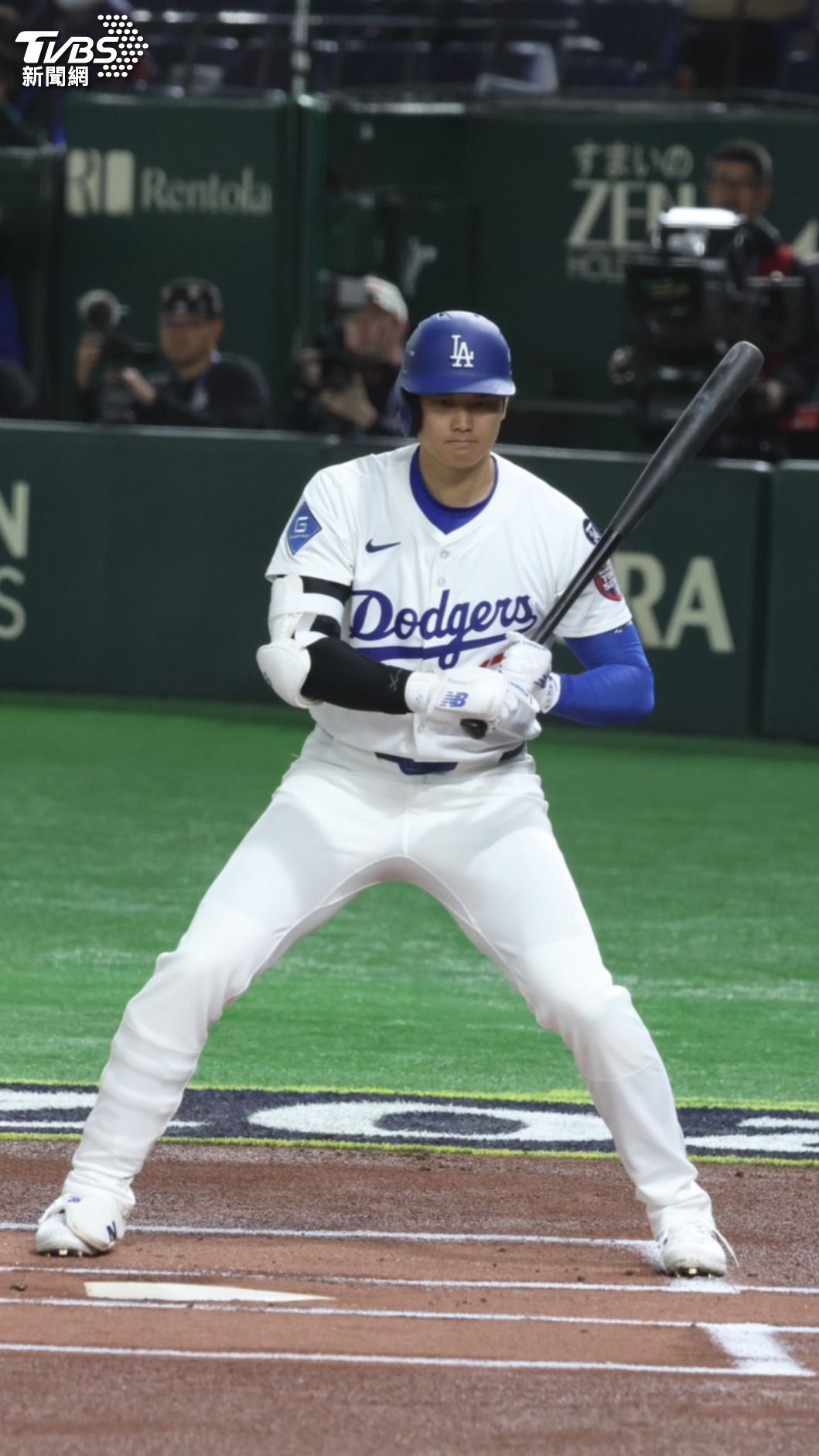 大谷翔平3局上擊出2分全壘打。（圖／李建緯攝）