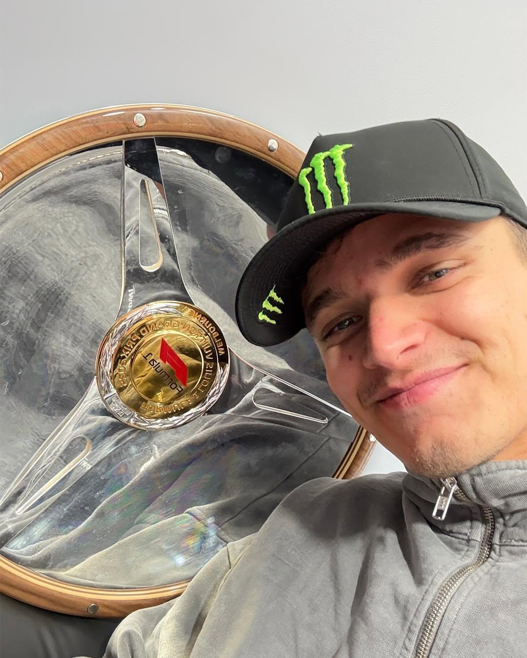 諾里斯昨日剛拿下澳洲大獎賽冠軍。（圖／翻攝自Lando Norris IG）