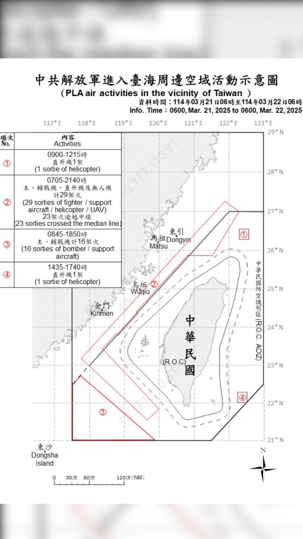 國防部公布台海軍事動態。（圖／國防部提供）