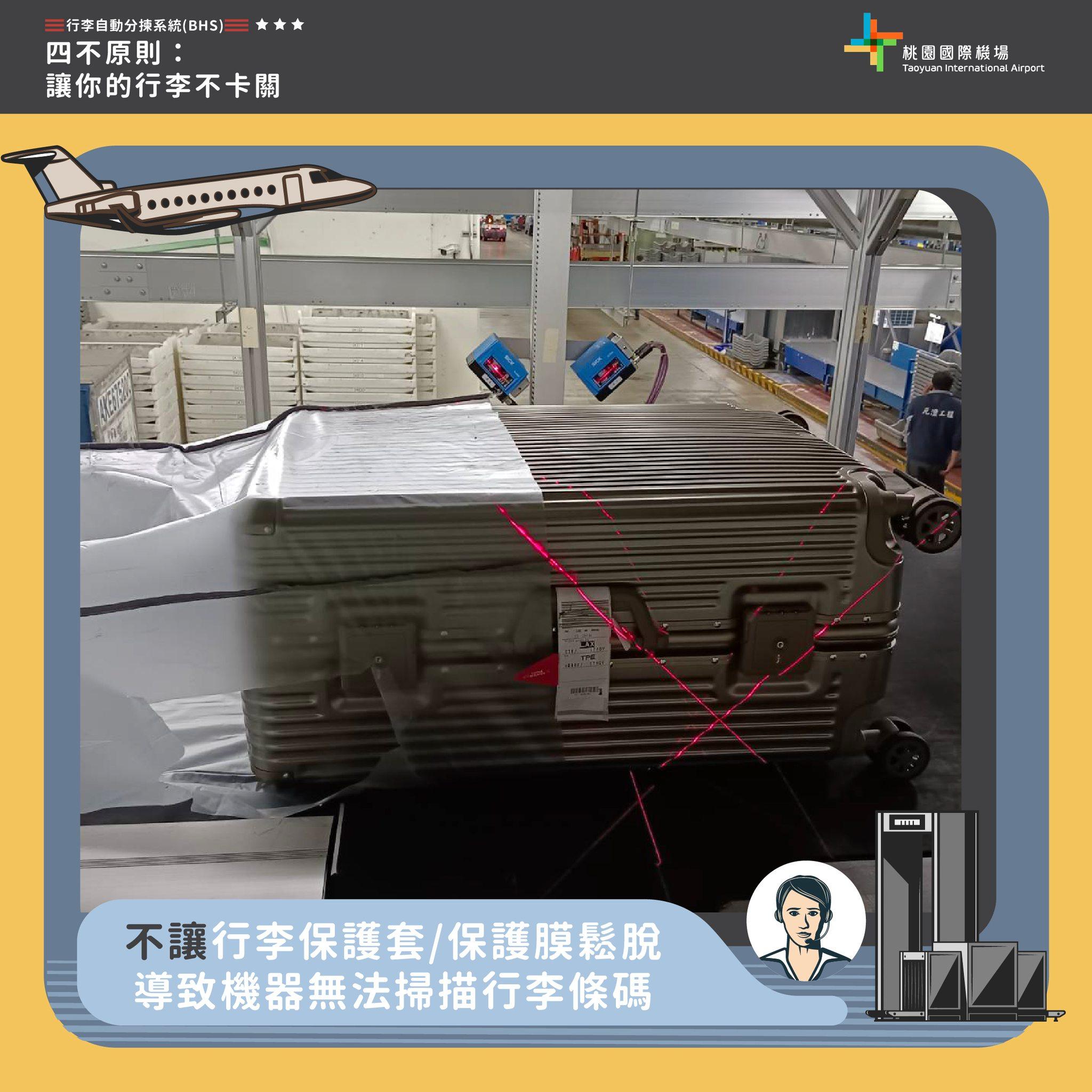 行李的保護套要確實裝好。（圖／桃園國際機場提供）