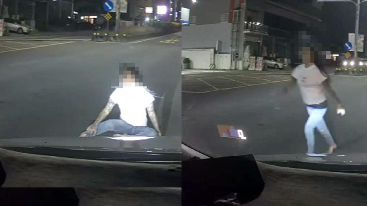 台南永康一日出現兩起行人危險闖越馬路。（圖／翻攝自社會事新聞影音）