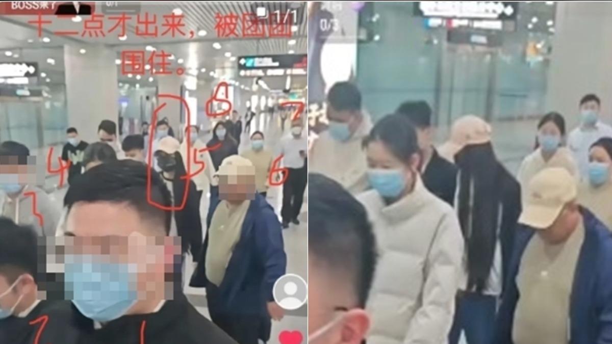 中配網紅「亞亞」劉振亞抵達機場被帶走。（圖／翻攝自Threads）