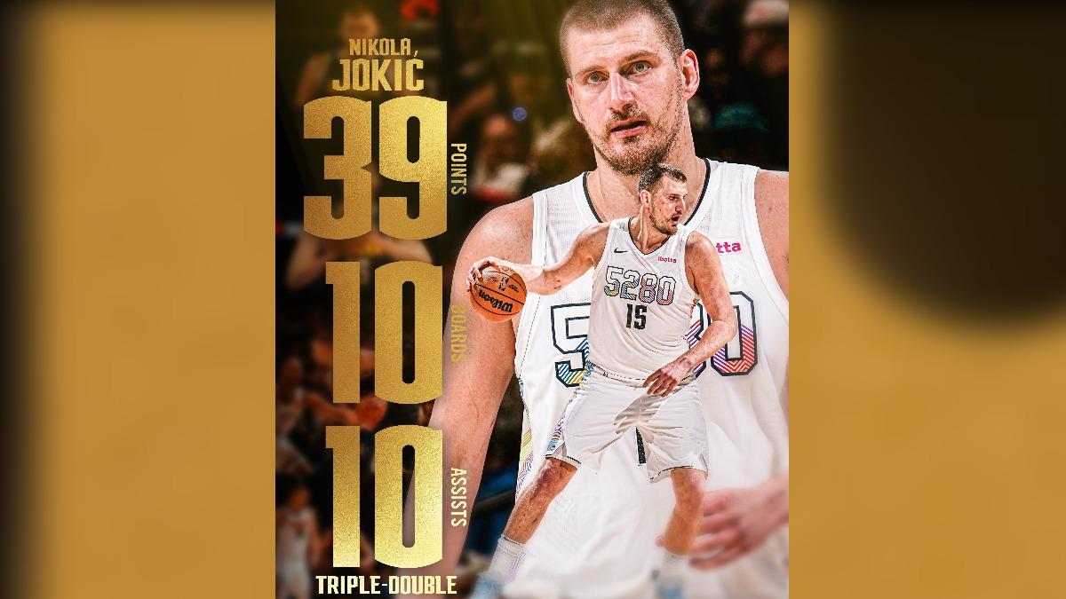 約基奇-復出-繳出-39分-10籃板-10助攻-史上-第4位-達成-單季-30次-大三元-球員