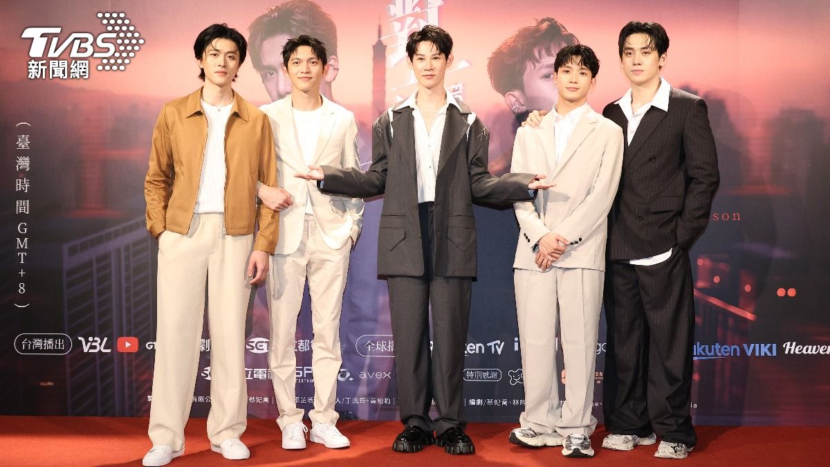 《對立而已》首映會，主演幸卓輝（左起）、林輝瑝、夏和熙、紀成澔（Nelson）、葛兆恩。（圖／張哲鳴攝）