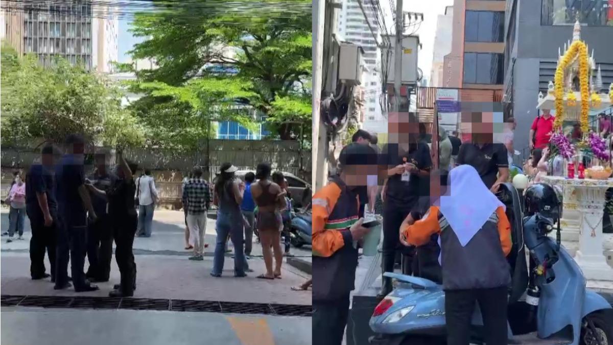 大胃表示地震當下超晃，所有人都跑到戶外避難。（圖／翻攝自FB「泰趣胃-大胃的泰國趣事放送頭」）