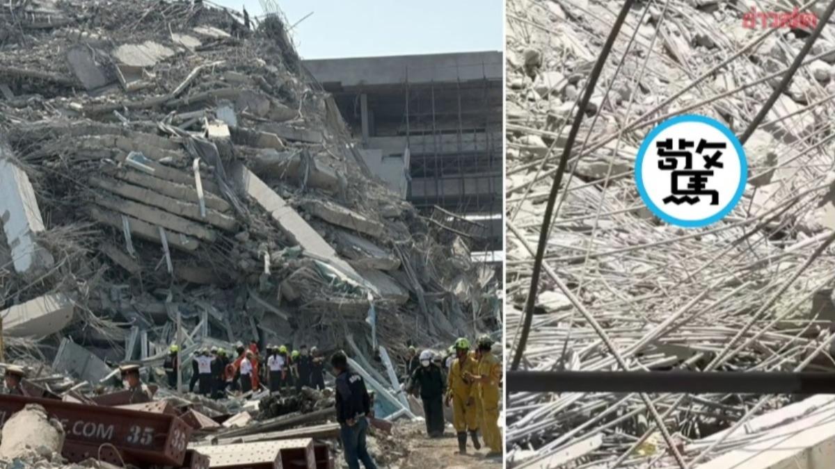泰國政府興建中大樓倒塌，300工人生死未卜！驚悚活埋影片曝光。（圖／翻自《khaosod》）