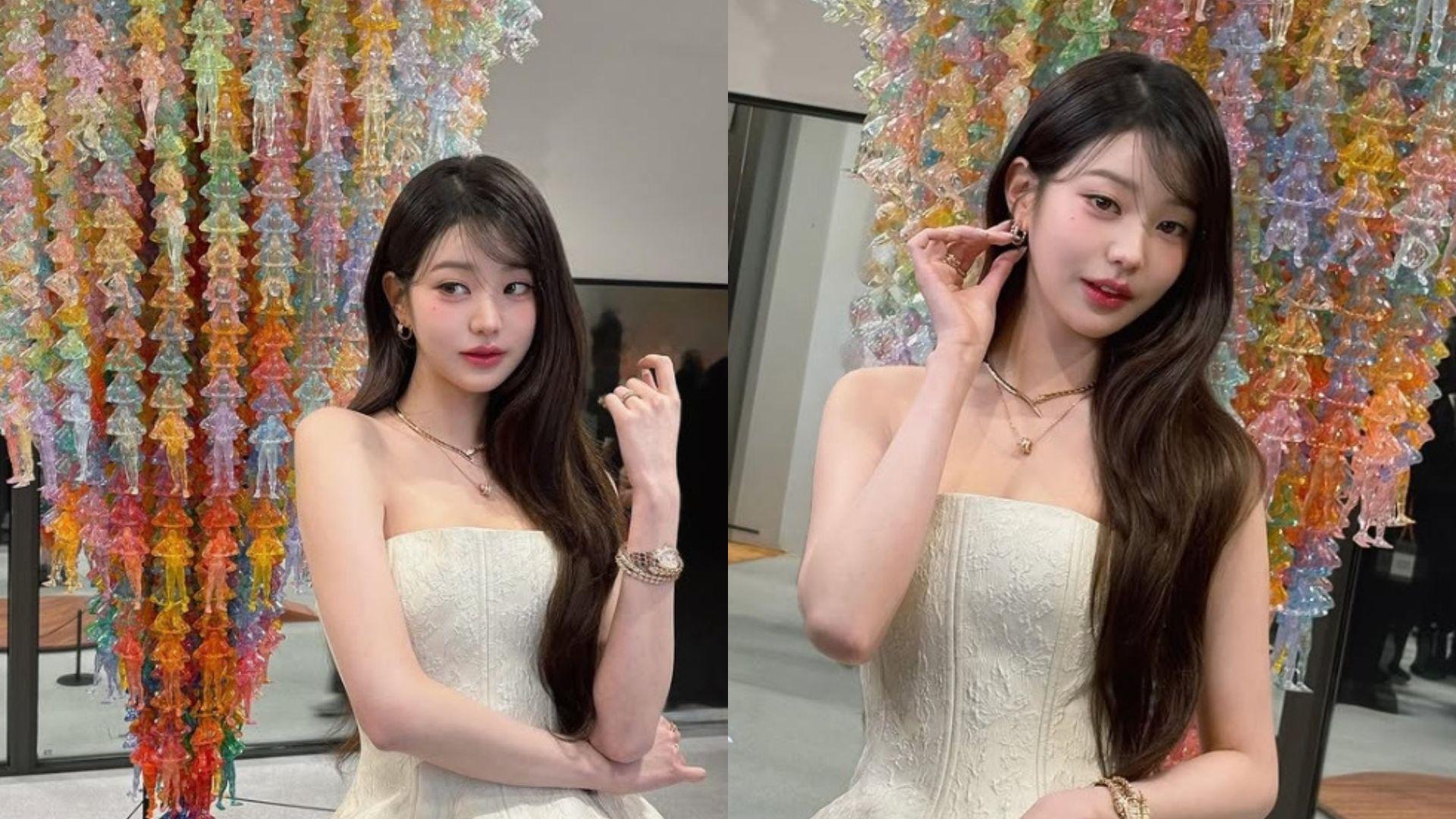 張員瑛身穿白色平口短洋裝，非常甜美。（圖／翻攝自IG@for_everyoung10）