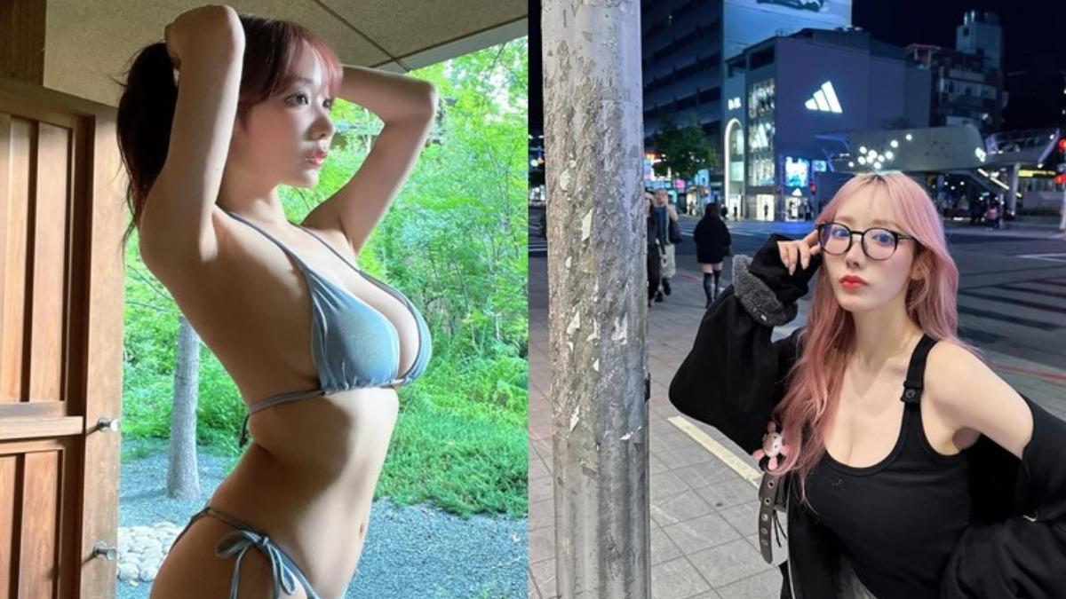 小宵虎南時常展現好身材，右圖是她赫然貼出在台北中山站的照片。（圖／摘自IG）
