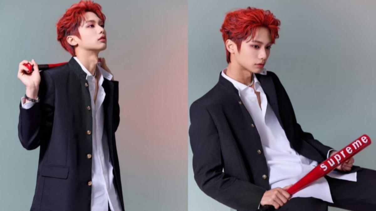 耀樂染了一頭熱情如火的紅髮。（圖／翻攝自微博）