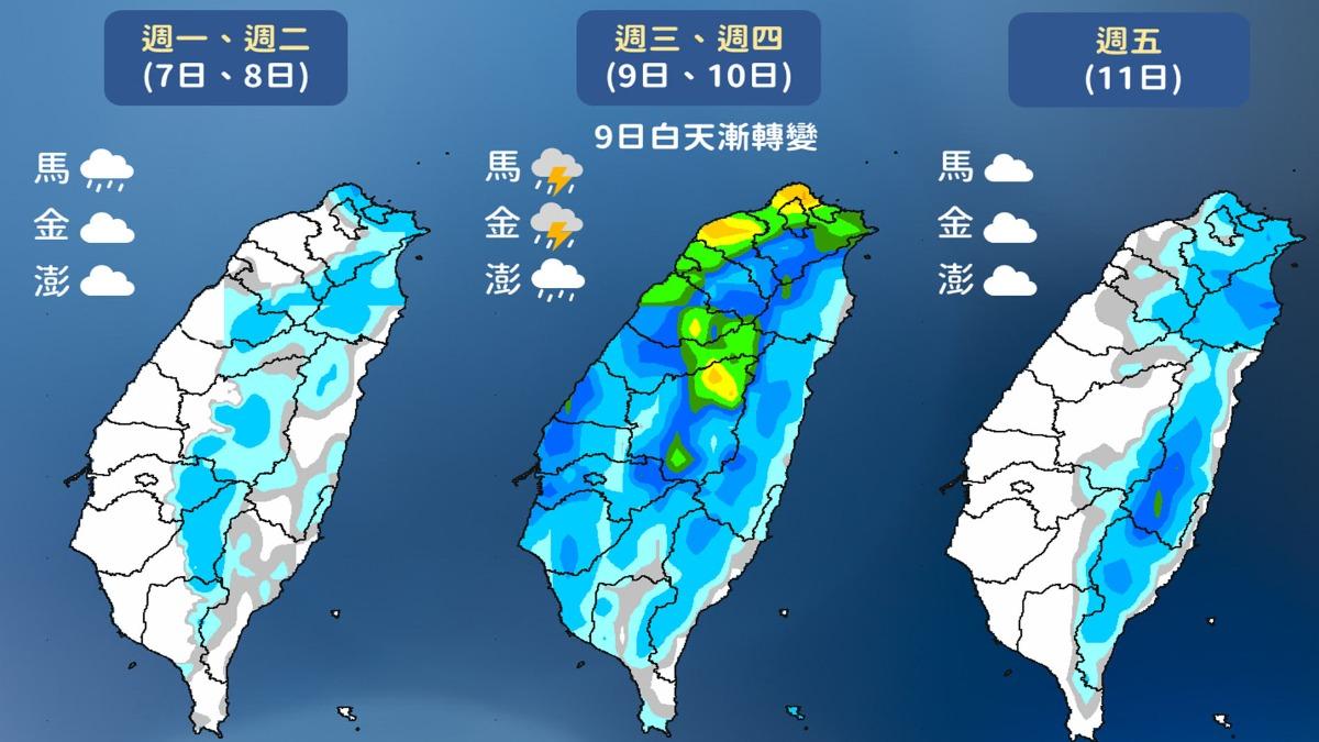 雙鋒面夾擊全台！氣象專家示警「中北部雨最大」。（圖／TVBS）
