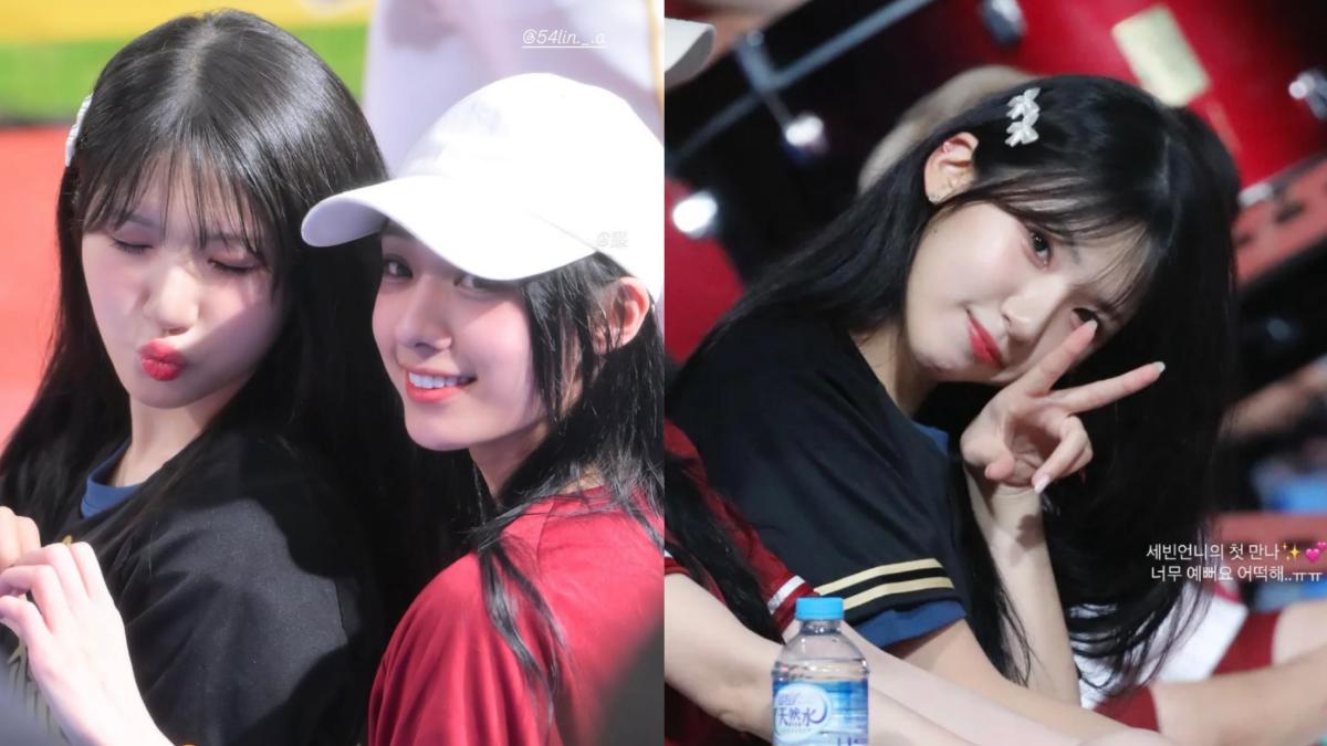 廉世彬和嘎琳一起到球場看球。（圖／樂天桃猿提供）