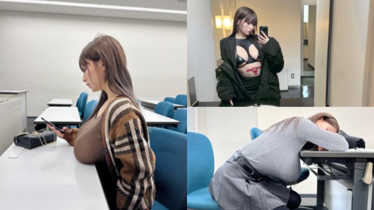 前「I罩杯」AV女優桃果明里引退後回歸校園，時常分享日常生活照。（組圖／翻攝自 X@KimNichols50050）