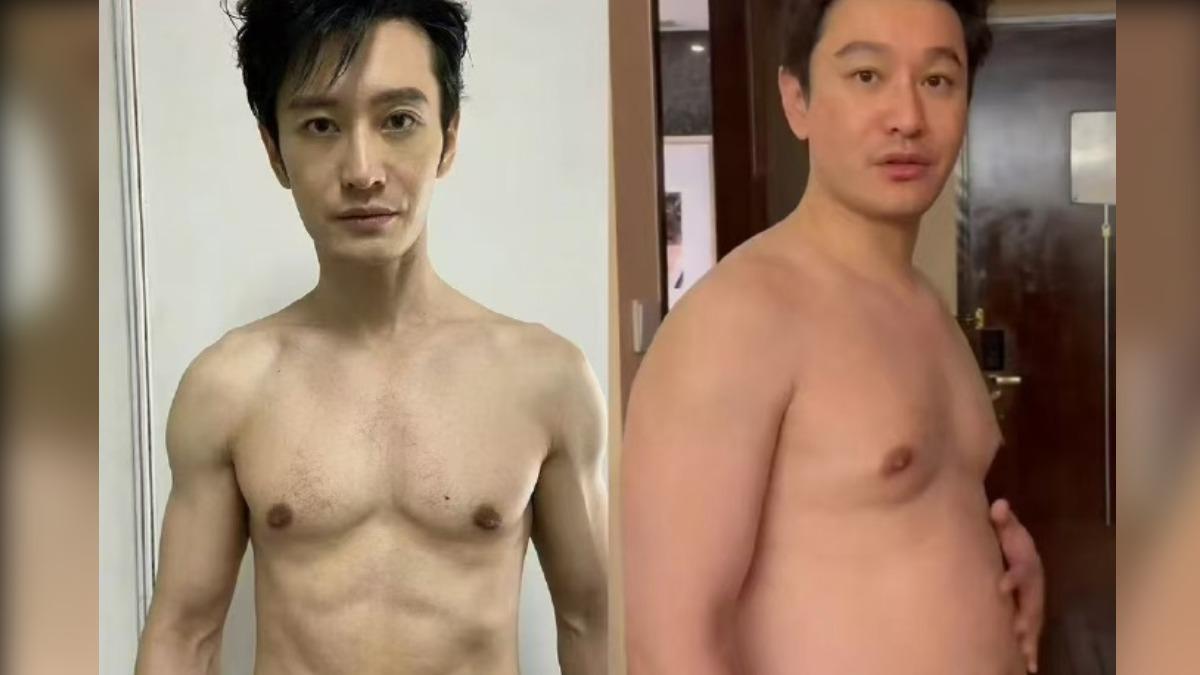 黃曉明短期從大肚腩到8塊腹肌。（圖／翻攝自微博）　