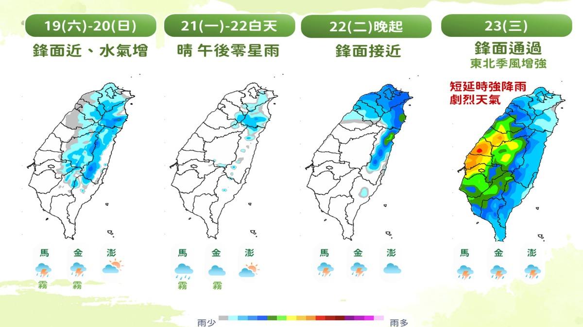 下週三慎防劇烈天氣。（圖／TVBS）