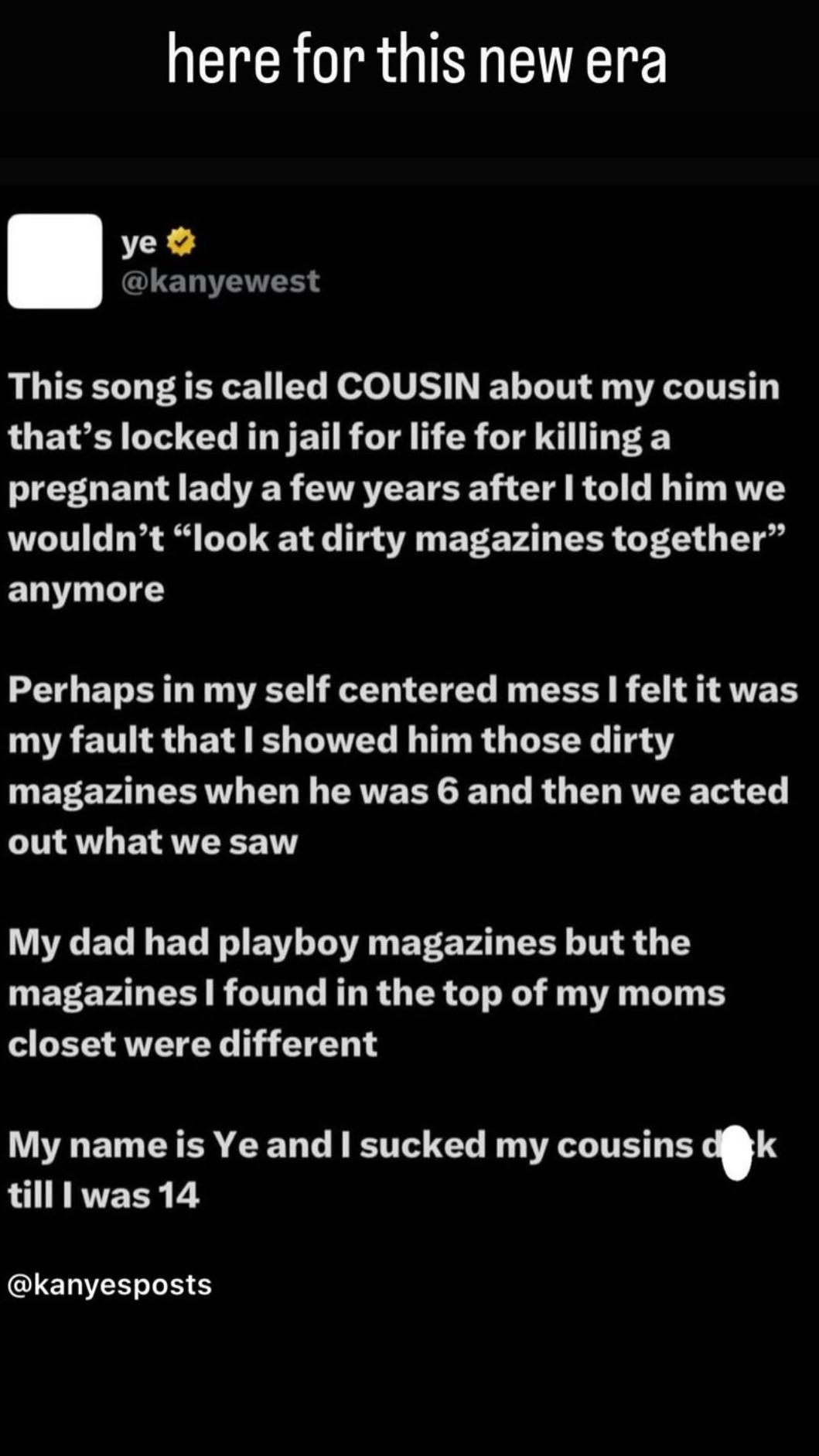 肯爺在個人X自爆的內容。（圖／翻攝自X@kanyewest）