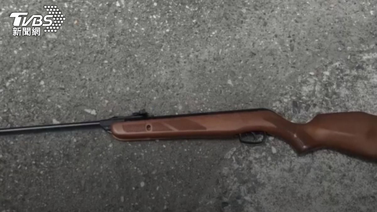 老翁持空氣槍射殺鴿子。(圖/TVBS)