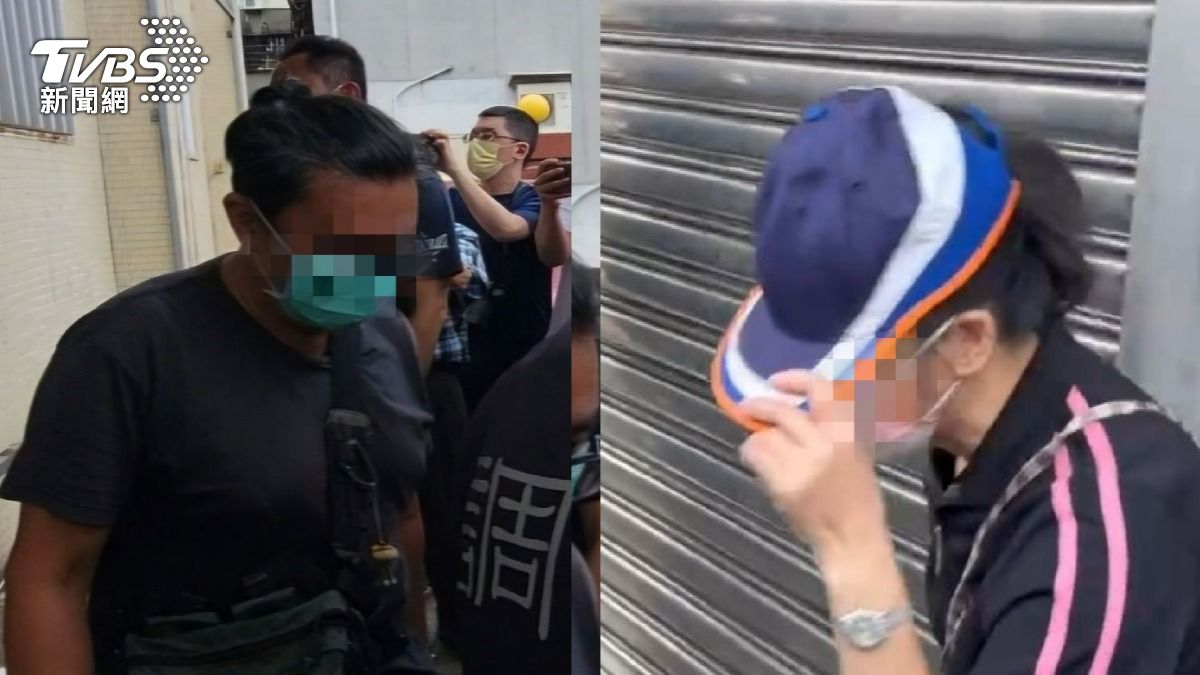 宜蘭縣退休軍人部第四組總幹事汪柏鈞（左），以及宜蘭國民黨部主任李姿慧（右）被檢調帶回。（圖／TVBS）