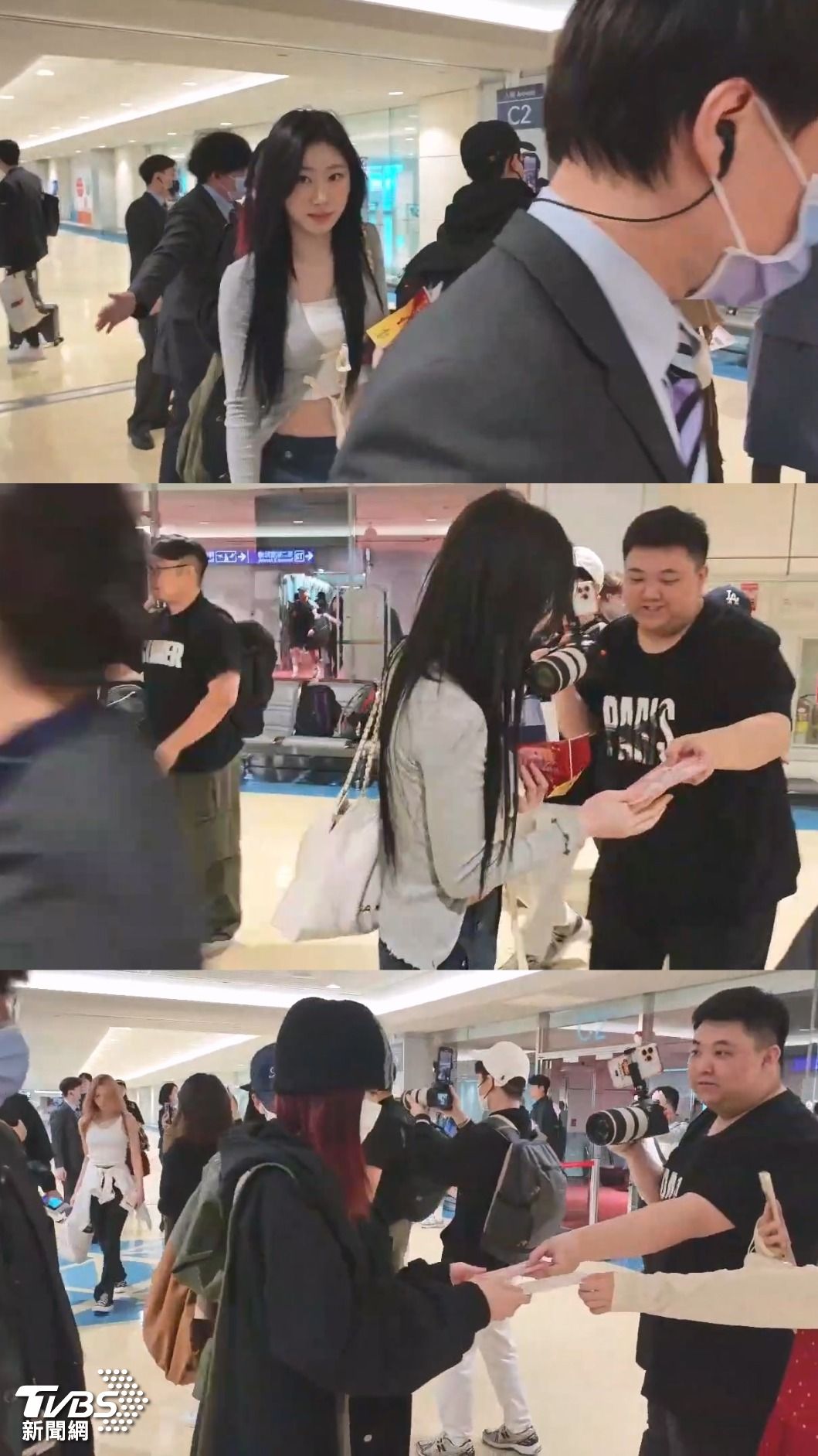 ITZY見到粉絲後打招呼也收下信件。（圖／林志偉攝）