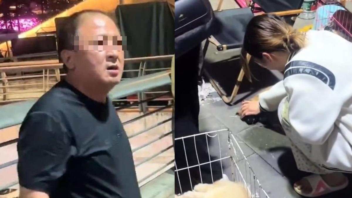 大陸一名大叔想退貨剛買的小狗遭拒，竟當眾怒摔牠到地上致死。（圖／翻攝自微博）