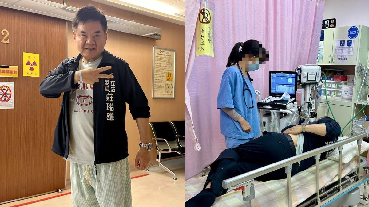 立委莊瑞雄上周六1顆腎結石發作，痛到臉蒼白，急送急診。（圖／翻攝自張鈺晨臉書）