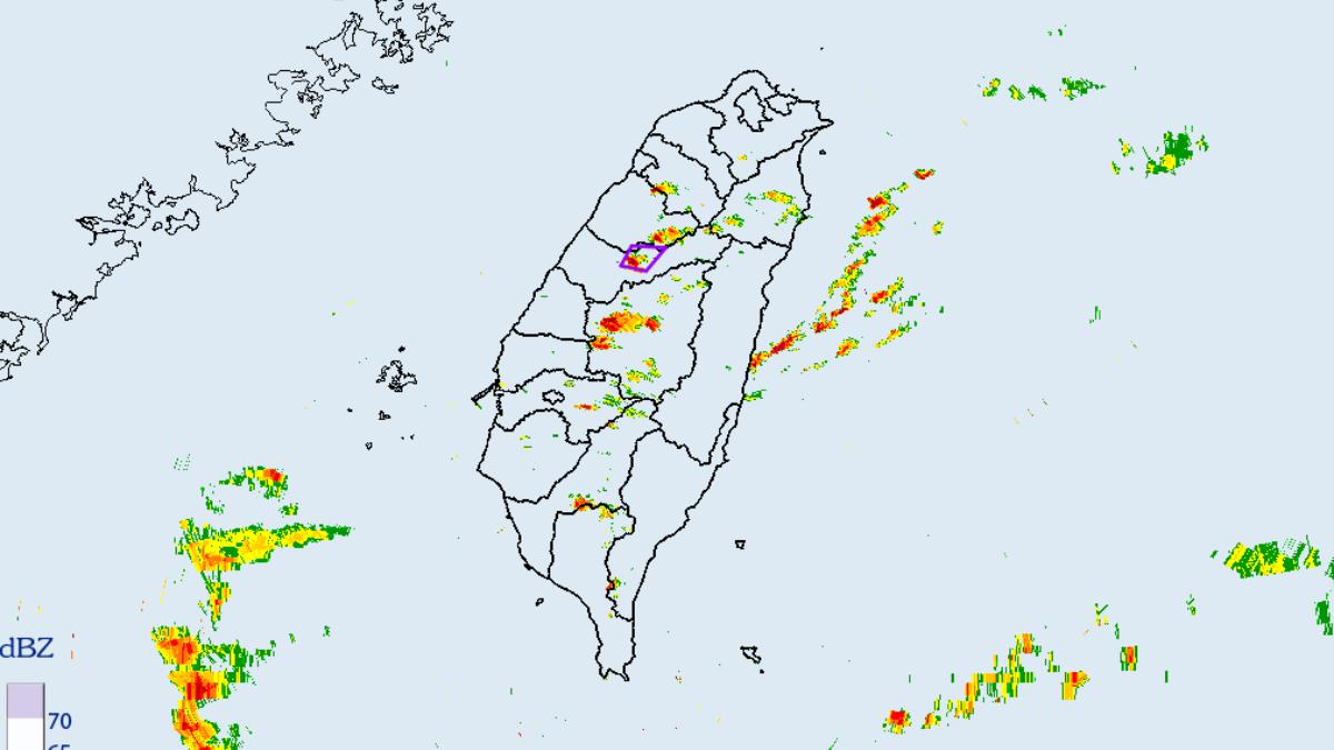 氣象署針對中部地區發布大雷雨即時訊息。（圖／氣象署）
