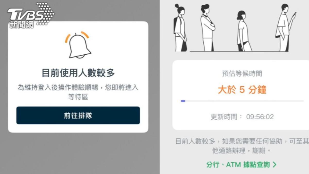 不少民眾排隊等兌換美元，導致網銀APP無法登入的狀態。（圖／TVBS）
