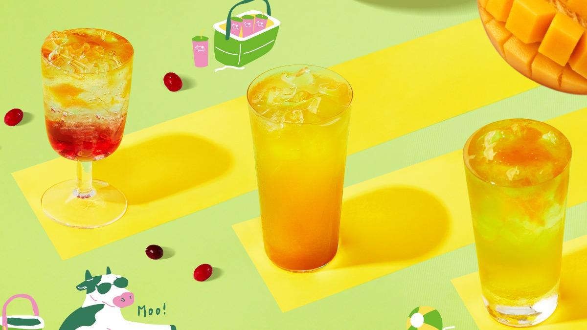 迷客夏首度攜手關島觀光局5月7日起跨界聯名推出3款熱帶芒果飲品。（圖／業者提供）