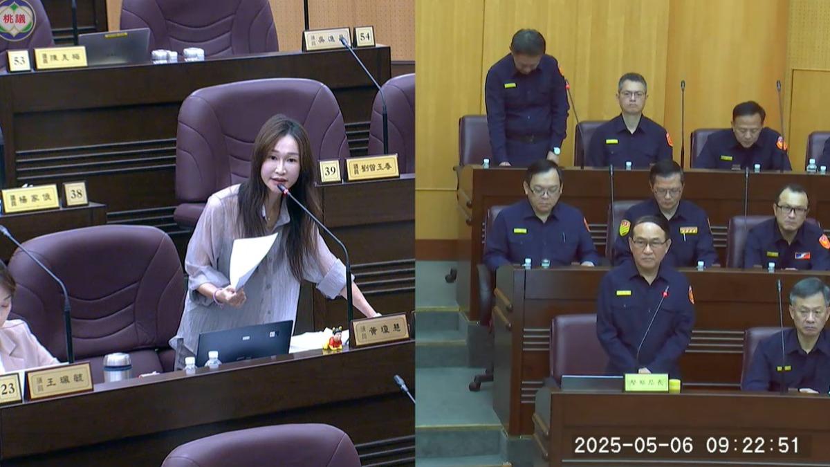 議員質詢警局。(圖/翻攝自桃市議會網站)
