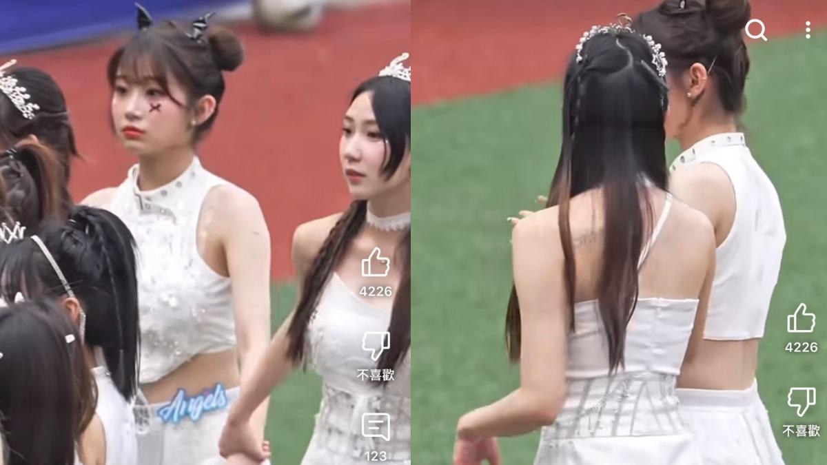 檸檬貼心拉李珠珢去站C位。(圖/翻攝自《爆米花應援 Popcorn Cheers》YT頻道)