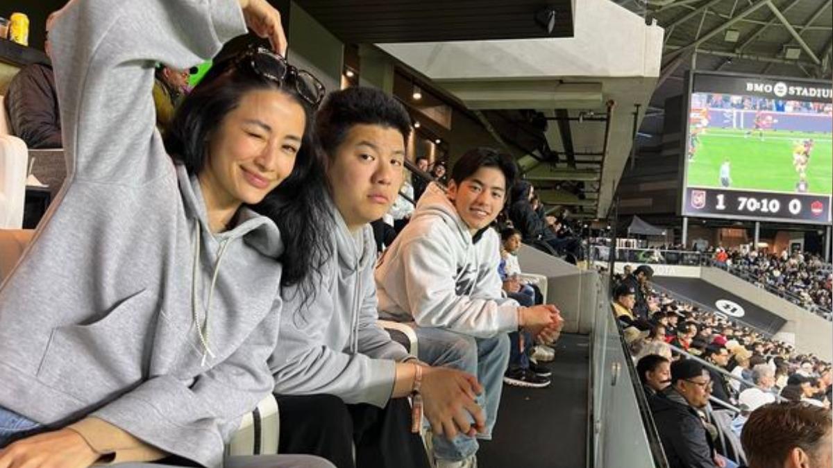 李蒨蓉受朋友邀請帶著兒子來看球賽。（圖／翻攝自李蒨蓉臉書）